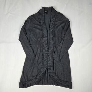 Style & Co. Women's XL Charcoal Gray Ruffled Open Front Cardigan Sweater Rayon